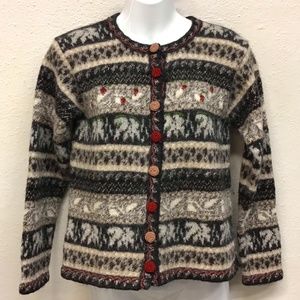 Raffo 100% Alpaca Handknit Peruvian Sweater Cardigan